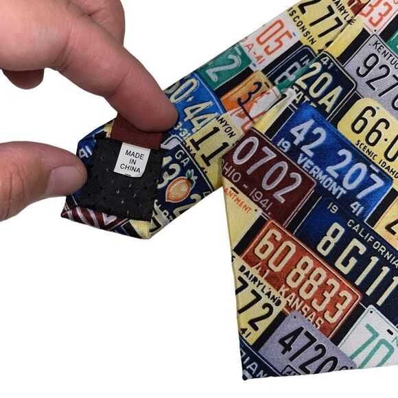 The Saturday Evening Post License Plates Tie - #3742 - Silk - Picture 4 of 6